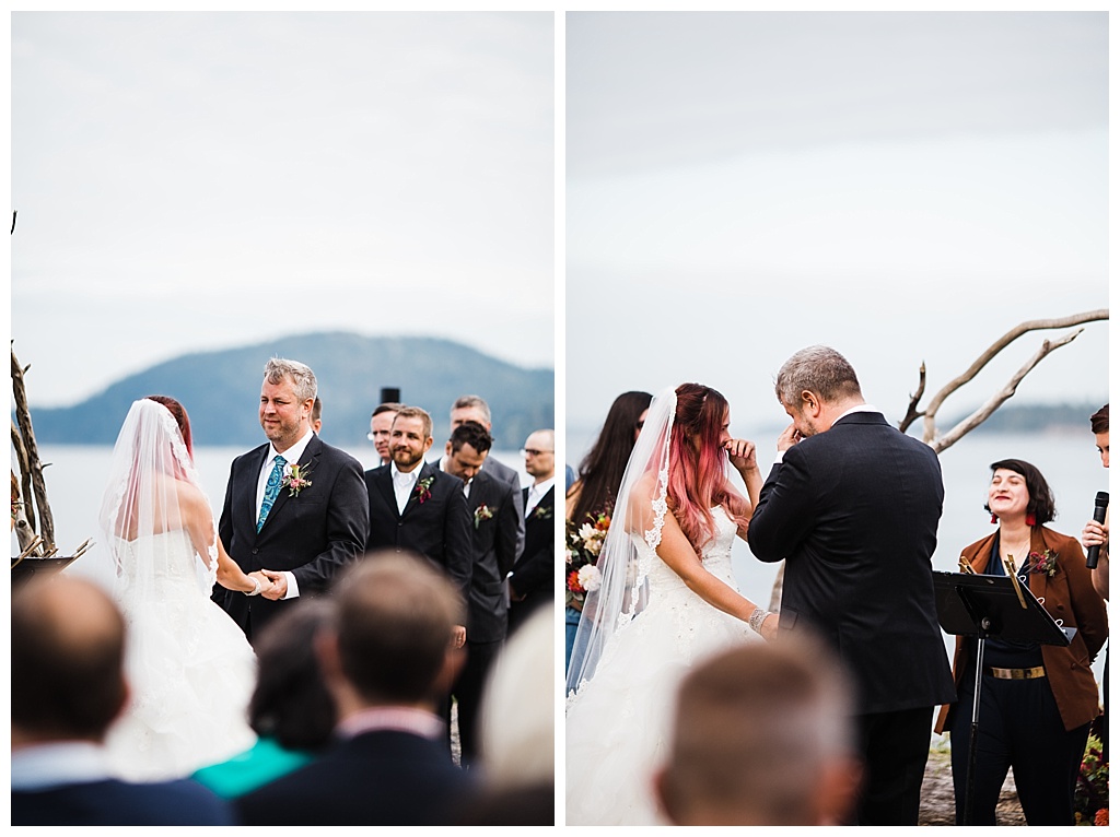 offbeat bride, guemes island resort, julia kinnunen photography, destination wedding, seattle wedding, wedding photography, bride, groom, adventure seekers, newlyweds, northwest washington wedding, elopement, intimate wedding, details, ceremony