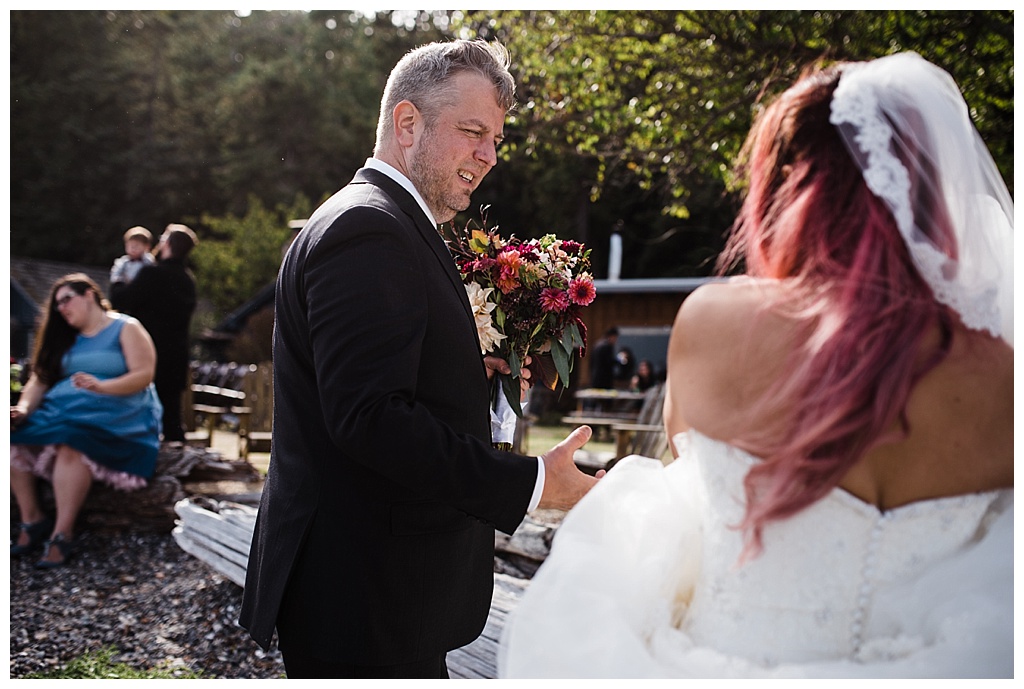 offbeat bride, guemes island resort, julia kinnunen photography, destination wedding, seattle wedding, wedding photography, bride, groom, adventure seekers, newlyweds, northwest washington wedding, elopement, intimate wedding, portraits, first look