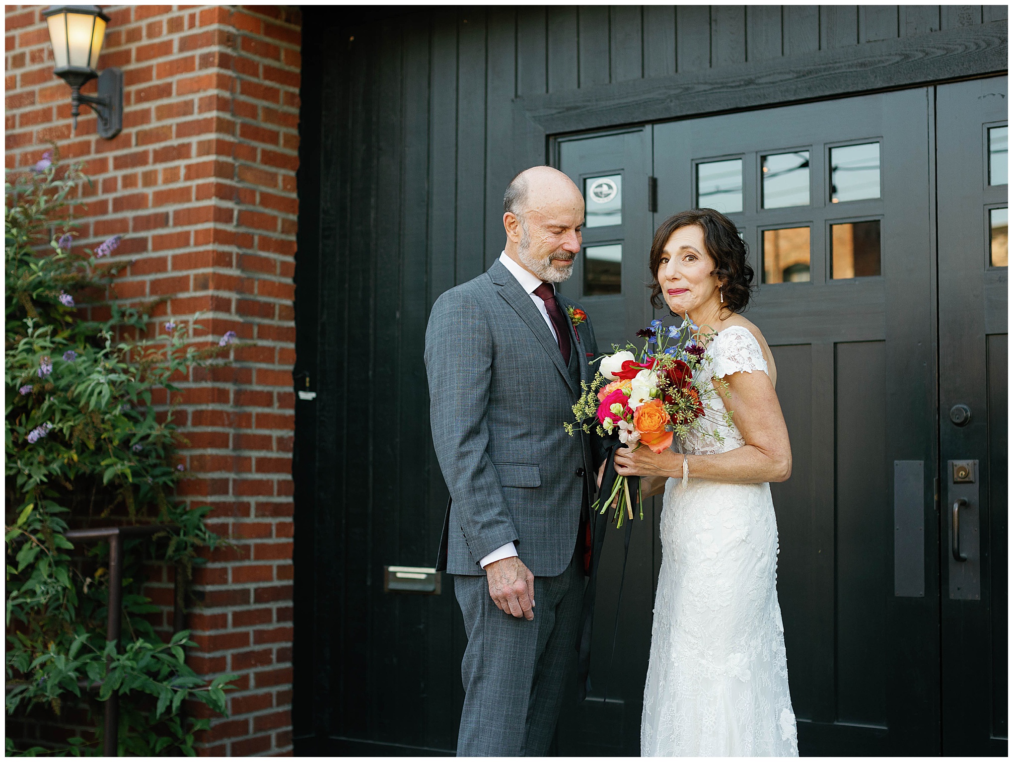 Bride and groom sharing a special moment before their ceremony.