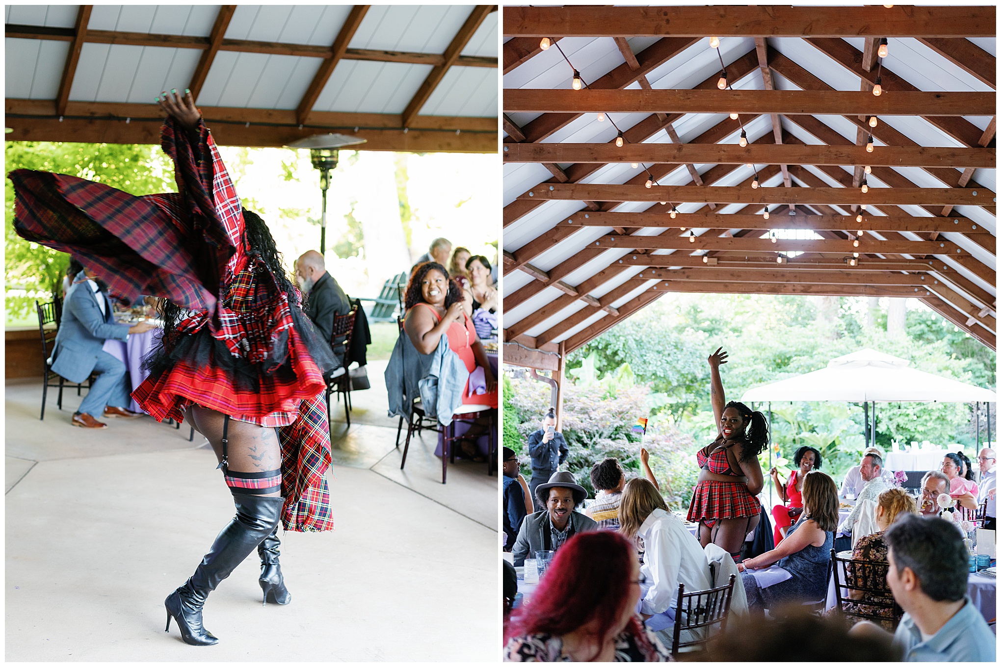 Drag performer entertains guests at the reception.