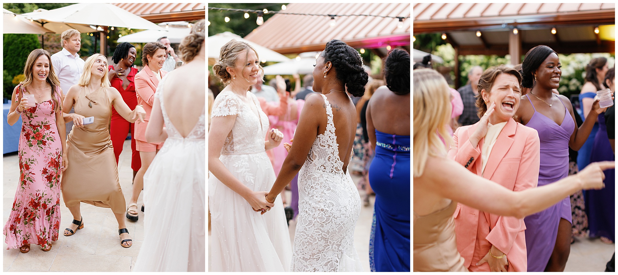 The couple embraces warmly, smiling joyfully during their celebration.