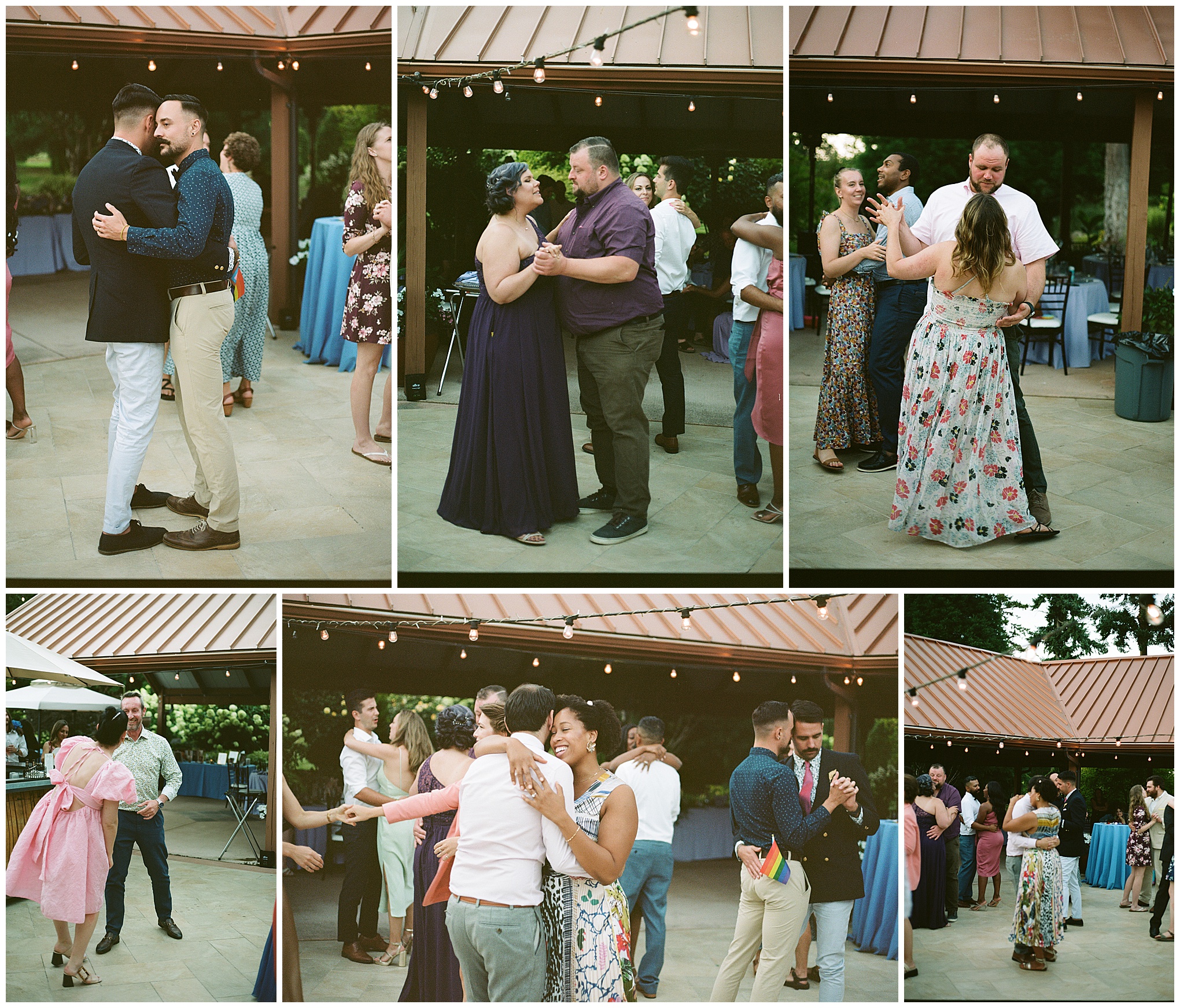 Guests enjoy a slow dance, creating an intimate and romantic atmosphere.