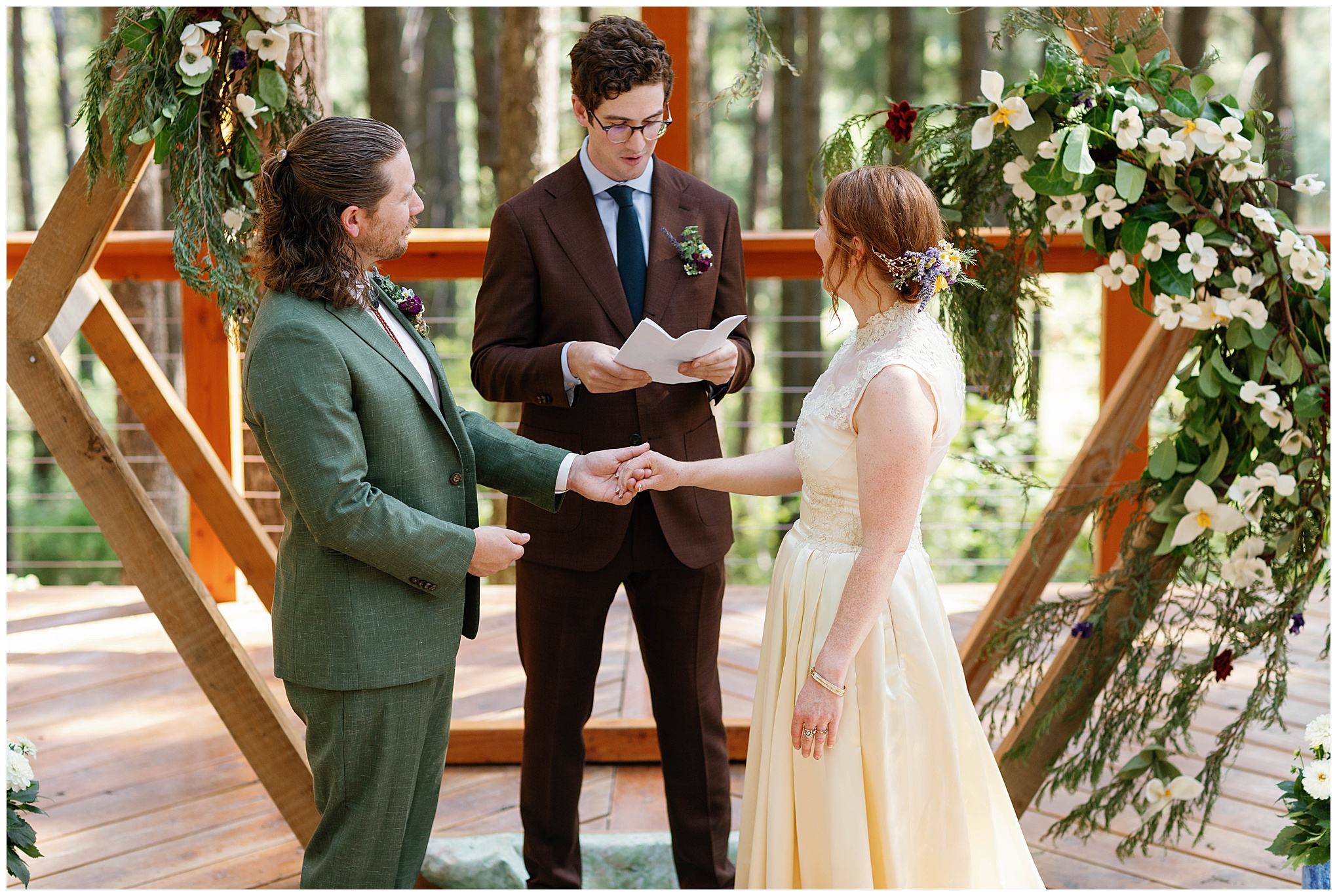 The couple exchanging vows during the wedding ceremony.